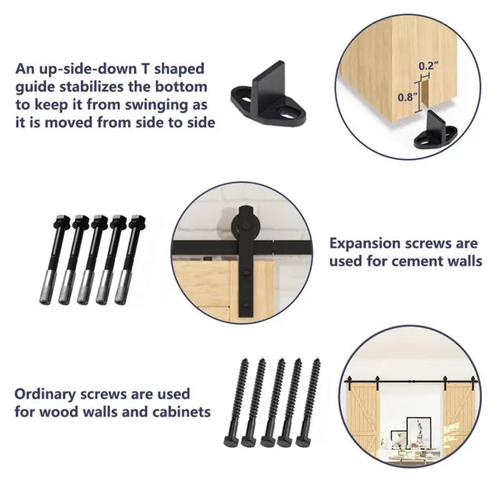 Barn Door Track Kit for Double Door (No Door) HAUSVITA