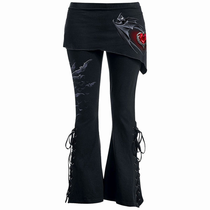BAT'S HEART - 2in1 Boot-Cut Leggings with Micro Slant Skirt Spiral USA