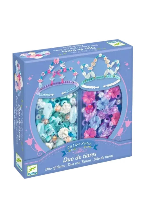 Box of colorful beads on a white background