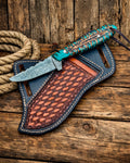 Belt Buckaroo Knife - 3.5” Damascus Steel with Pine Cone Handle cskforged