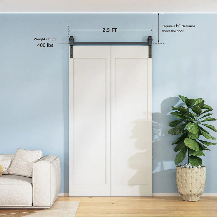 Bi-Folding Sliding Barn Door Hardware Track Kit (No Door) HAUSVITA