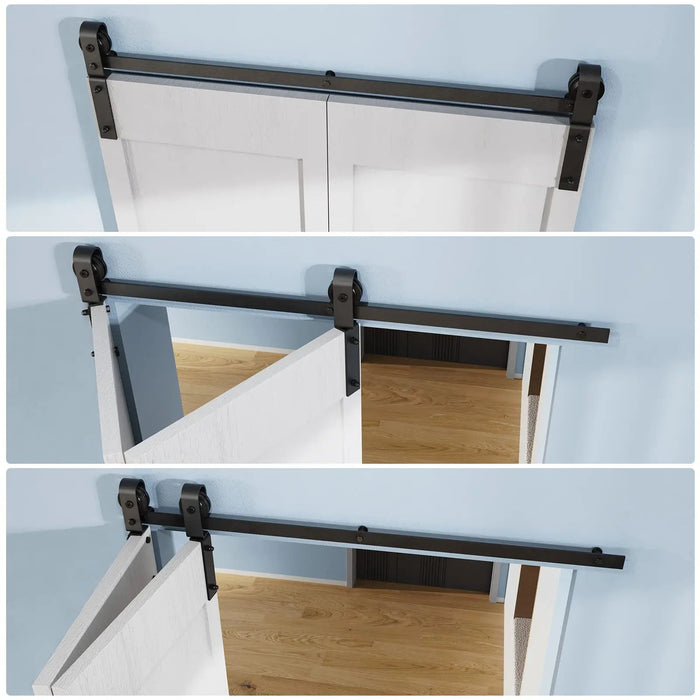 Bi-Folding Sliding Barn Door Hardware Track Kit (No Door) HAUSVITA