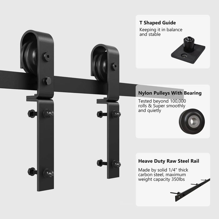 Bi-Folding Sliding Barn Door Hardware Track Kit (No Door) HAUSVITA