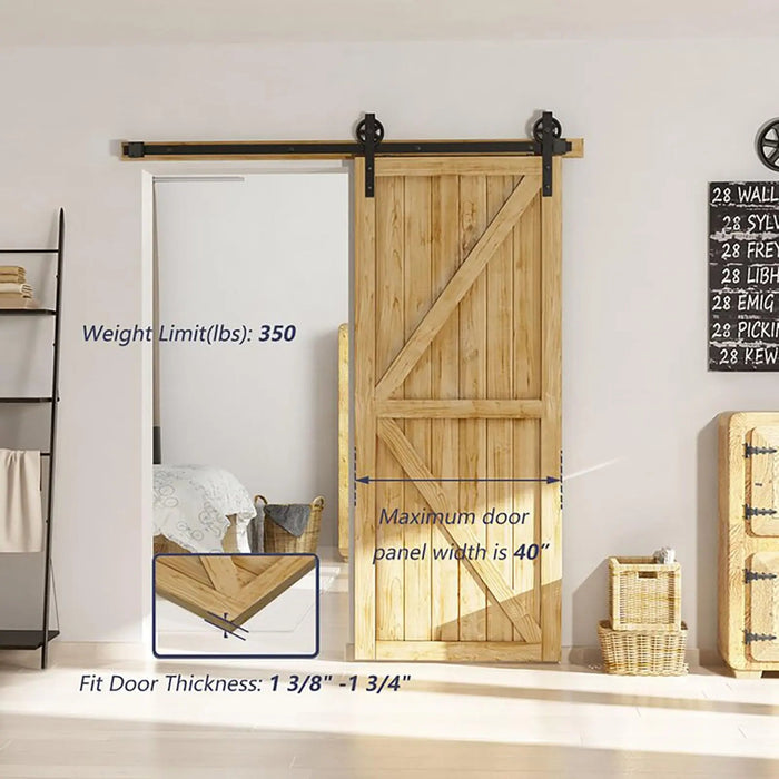 Big Spoke Wheel Roller Sliding Barn Door Hardware Kit (No Door) HAUSVITA