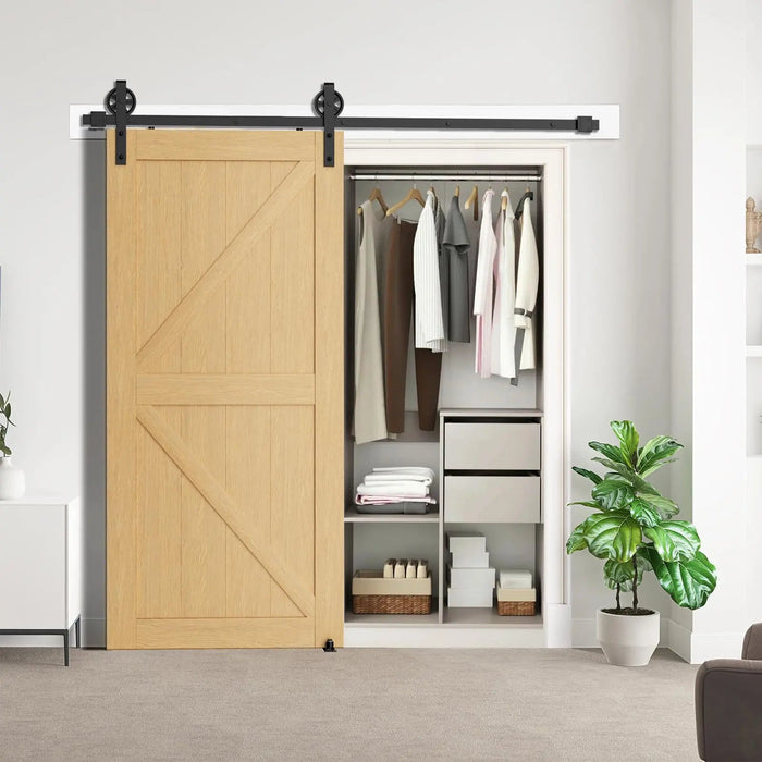 Big Spoke Wheel Roller Sliding Barn Door Hardware Kit (No Door) HAUSVITA