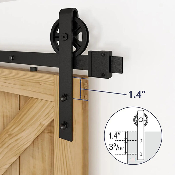 Big Spoke Wheel Roller Sliding Barn Door Hardware Kit (No Door) HAUSVITA