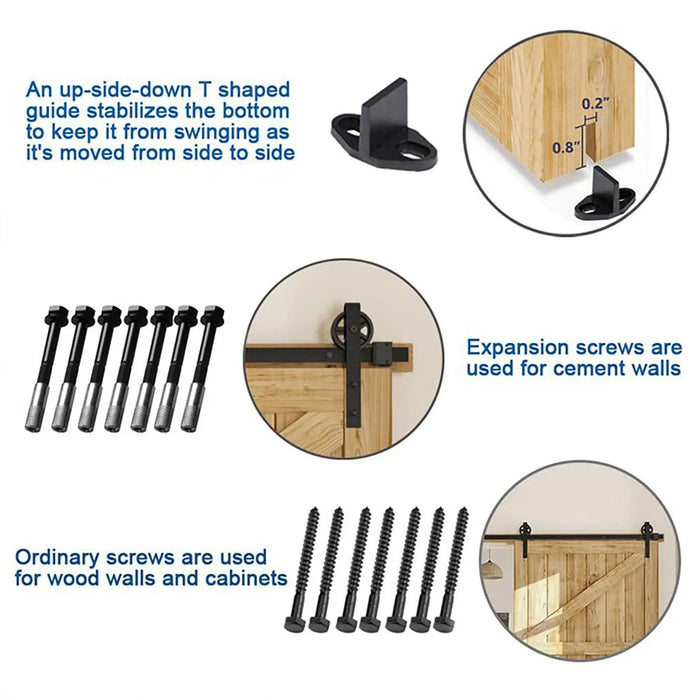 Big Spoke Wheel Roller Sliding Barn Door Hardware Kit (No Door) HAUSVITA