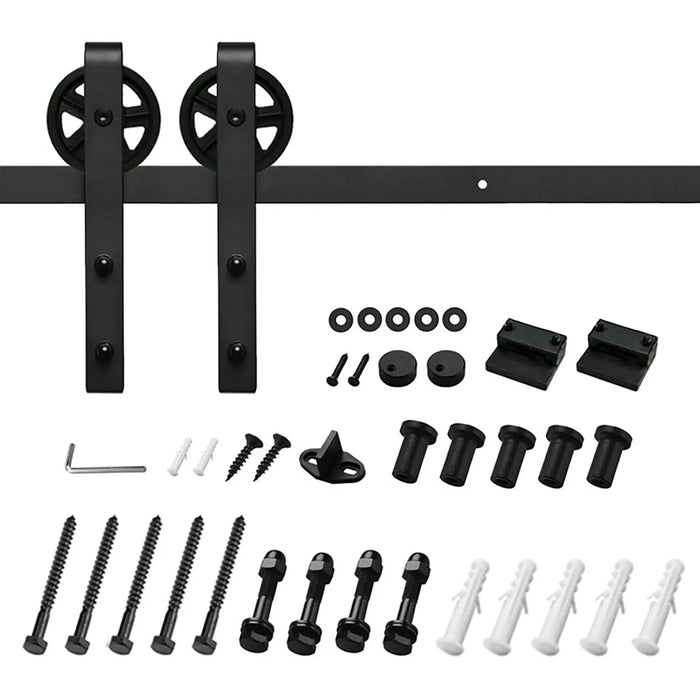 Big Spoke Wheel Roller Sliding Barn Door Hardware Kit (No Door) HAUSVITA