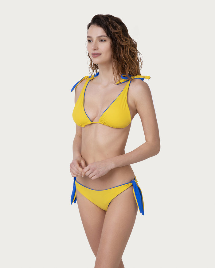 Bikini a vela reversibile Giallo/Blue sostenibile