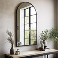 Black Arched Wall Mirror 42x24 Inches With Iron Frame ShipItFurniture