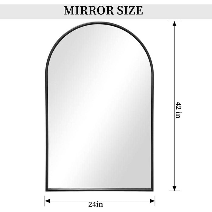 Black Arched Wall Mirror 42x24 Inches With Iron Frame ShipItFurniture