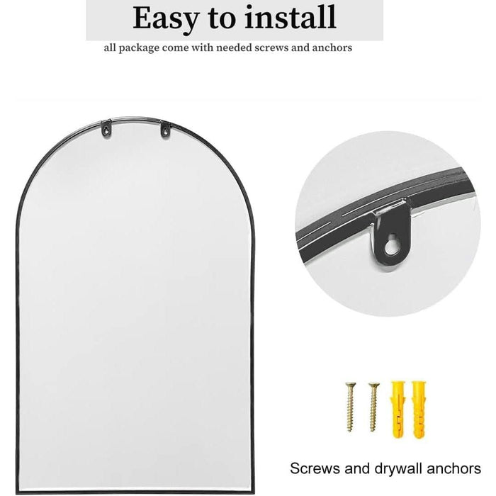 Black Arched Wall Mirror 42x24 Inches With Iron Frame ShipItFurniture