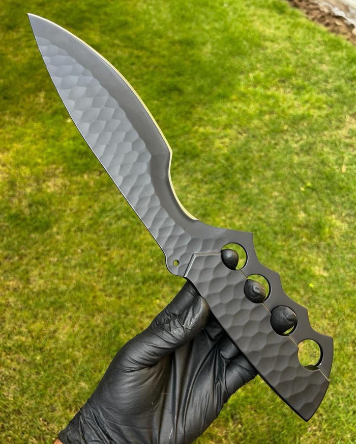 Black Edition Damascus Tactical Knuckle Camping Knife with Full Tang handle cskforged