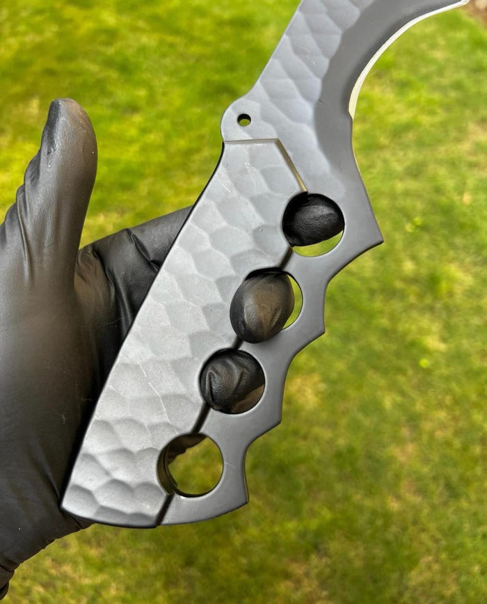 Black Edition Damascus Tactical Knuckle Camping Knife with Full Tang handle cskforged
