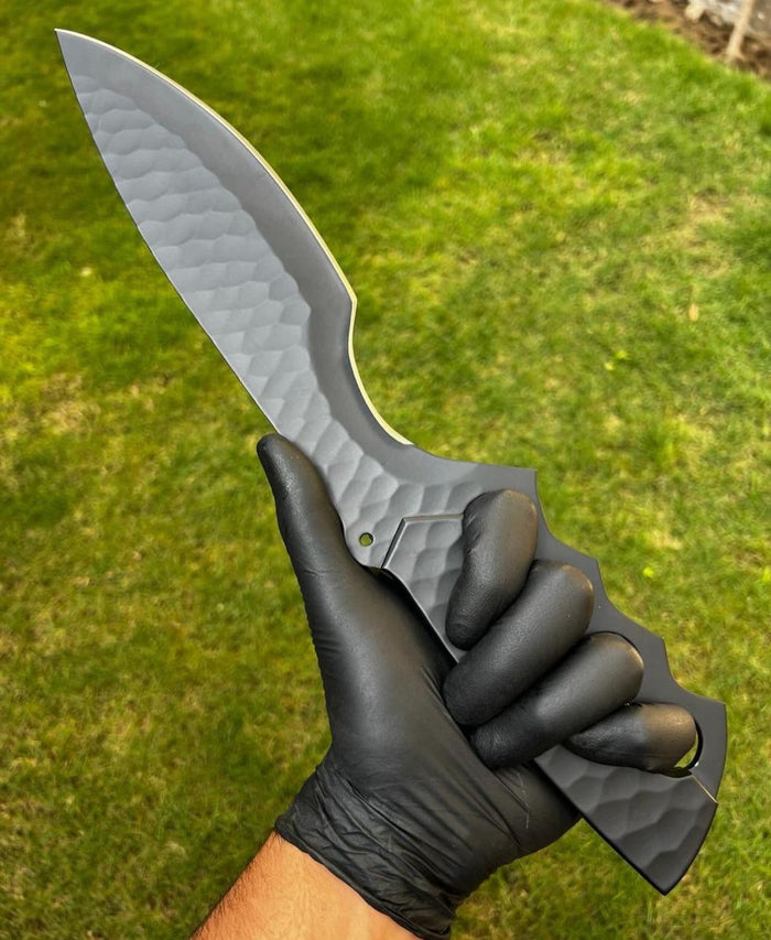 Black Edition Damascus Tactical Knuckle Camping Knife with Full Tang handle cskforged