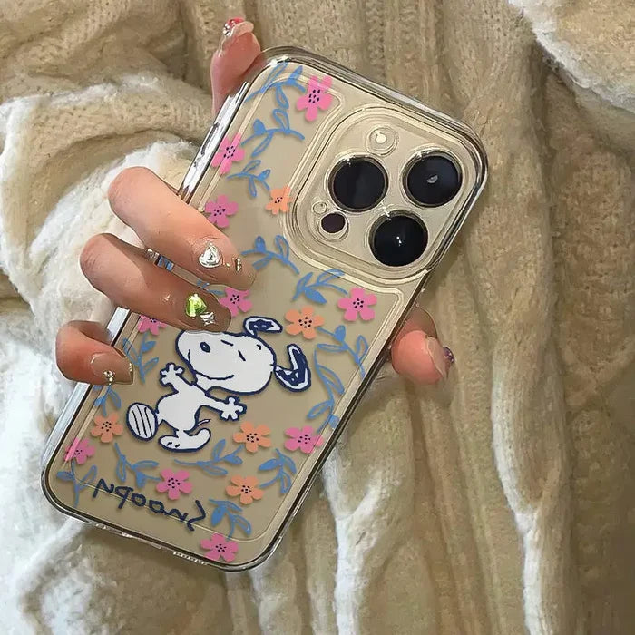 Black Flower Snoopy Cute Creative Phone Case PhoneShells