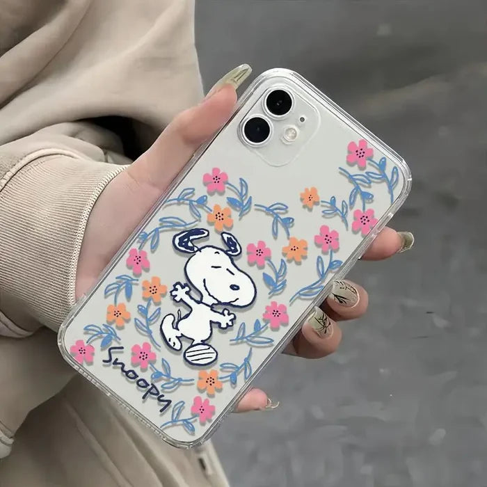 Black Flower Snoopy Cute Creative Phone Case PhoneShells
