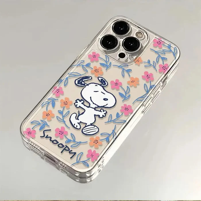 Black Flower Snoopy Cute Creative Phone Case PhoneShells