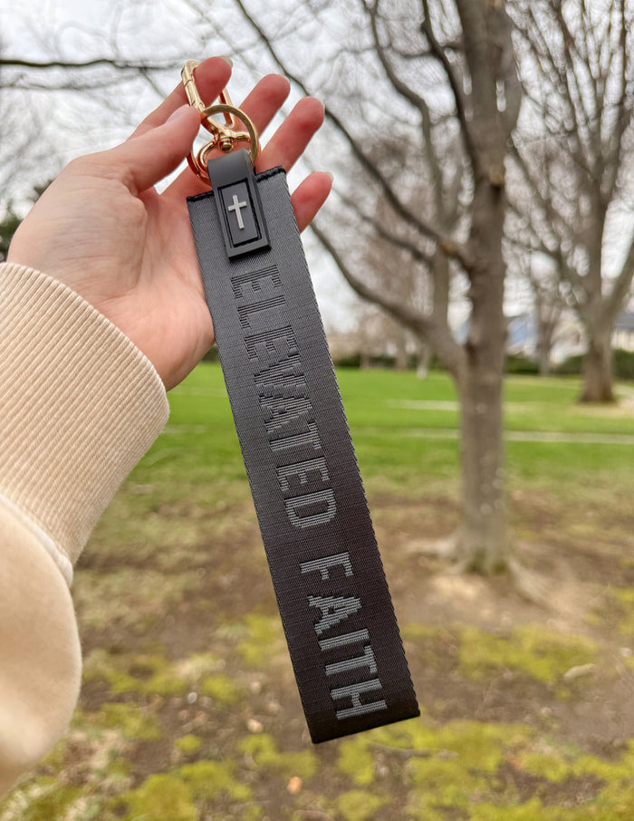 Black Oversized Logo Keychain Elevated Faith