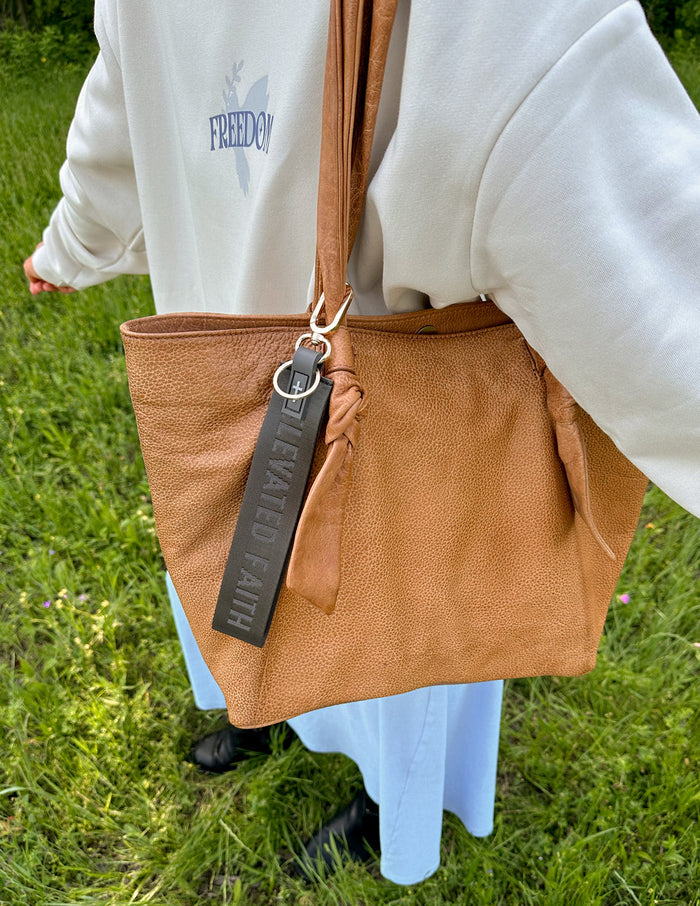 Black Oversized Logo Keychain Elevated Faith