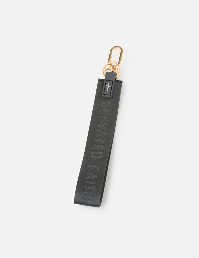 Black Oversized Logo Keychain Elevated Faith