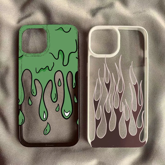 Black Purple Flame Hard Clear Phone Case PhoneShells