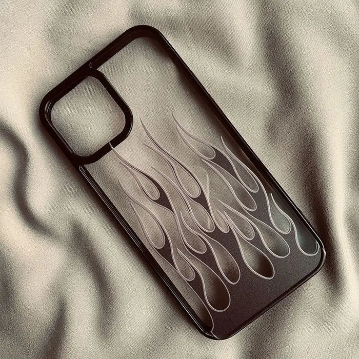 Black Purple Flame Hard Clear Phone Case PhoneShells