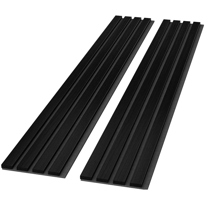 Black Solid Wood Acoustic Slat Wall Panels (Broad Strip) HAUSVITA