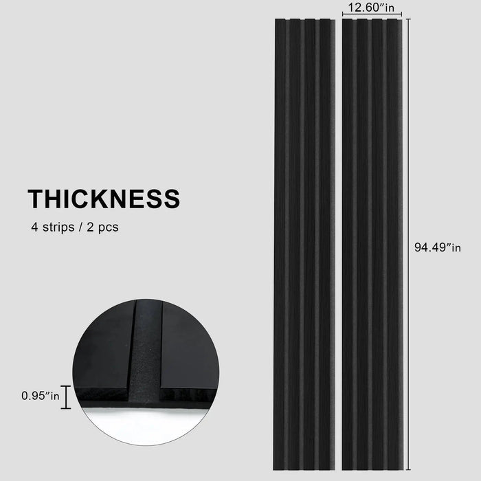 Black Solid Wood Acoustic Slat Wall Panels (Broad Strip) HAUSVITA