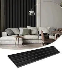 Black Solid Wood Acoustic Slat Wall Panels (Broad Strip) HAUSVITA
