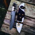 Black & White Edition Damascus Tactical Knuckle Camping Knife with Full Tang handle cskforged