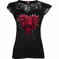 BLEEDING HEART - Lace Layered Cap Sleeve Top Black Spiral USA