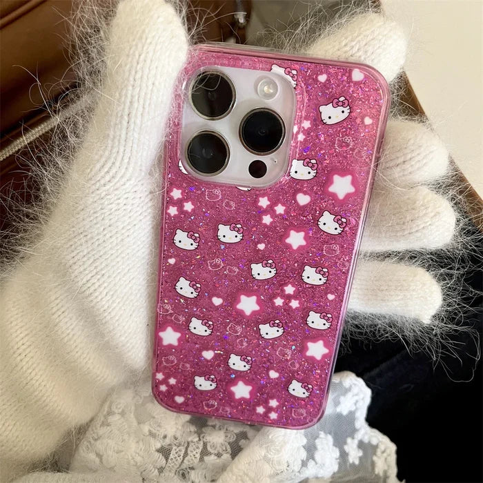 Bling Glitter Stars Hello Kitty Phone Case PhoneShells