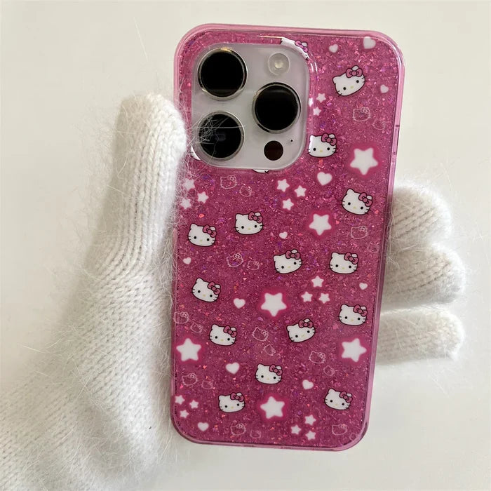 Bling Glitter Stars Hello Kitty Phone Case PhoneShells