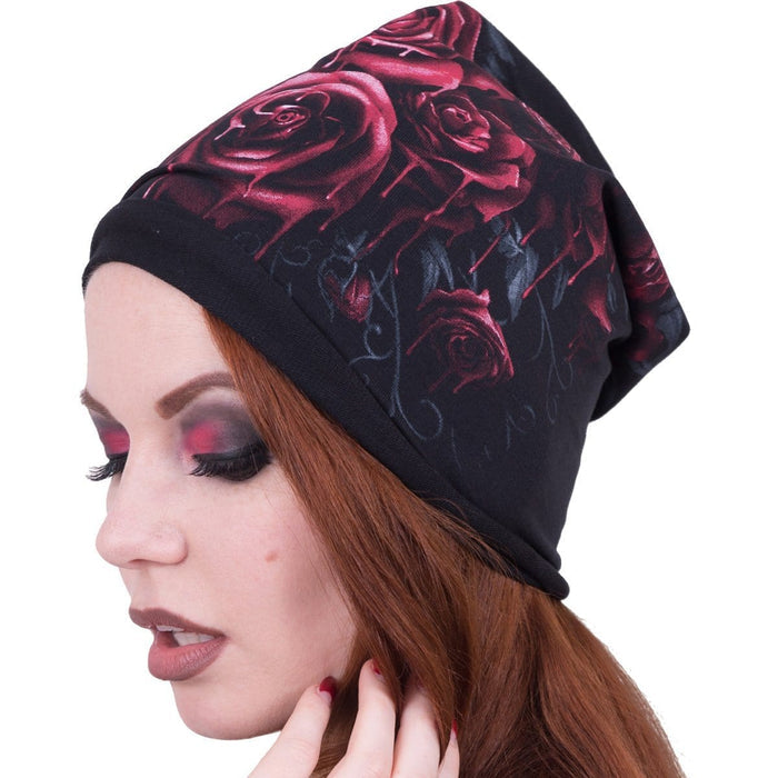 BLOOD ROSE - Light Cotton Beanies Black Spiral USA