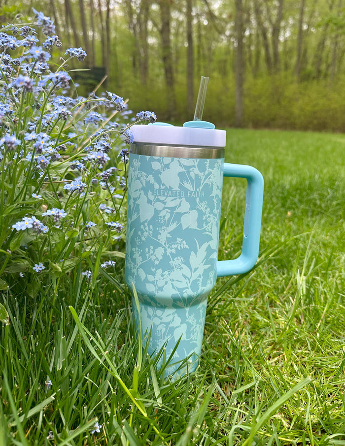 Blue Botanic 40 oz Tumbler Elevated Faith