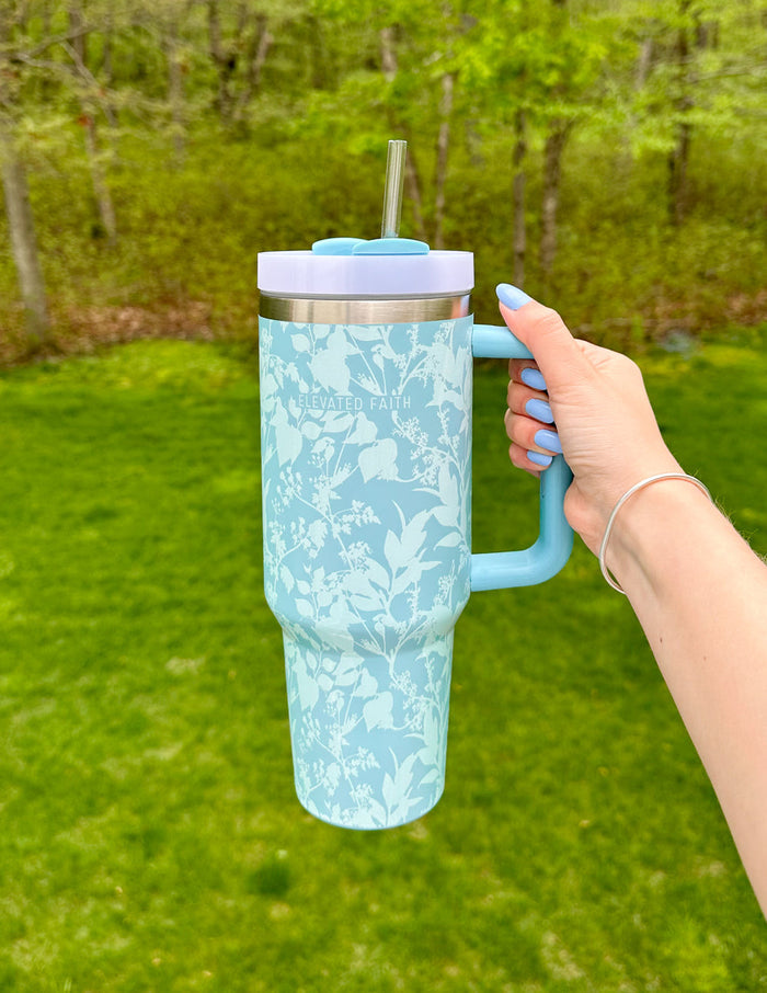 Blue Botanic 40 oz Tumbler Elevated Faith