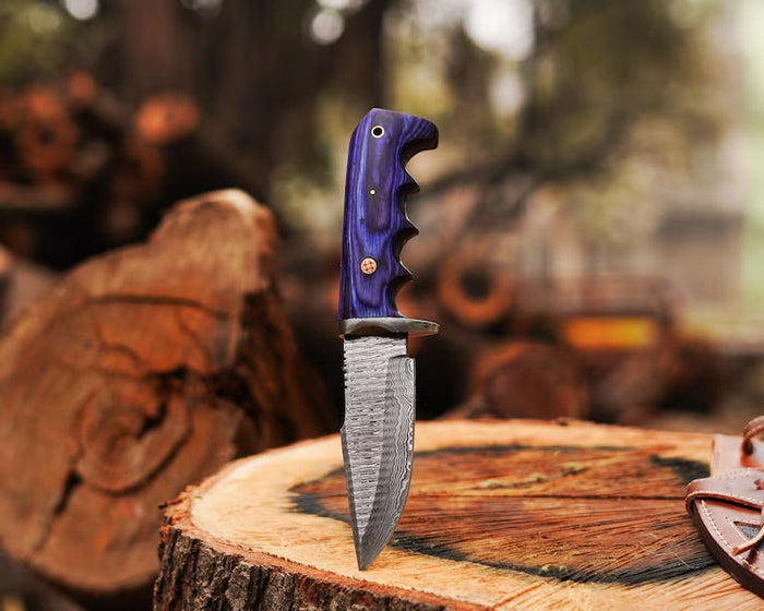Bobcat Damascus Steel Hunting Knife by cskforged cskforged