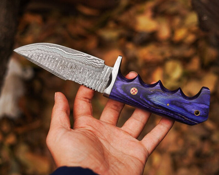 Bobcat Damascus Steel Hunting Knife by cskforged cskforged