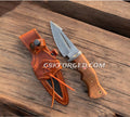 Bobcat Damascus Steel Hunting Knife Rose Wood Handle cskforged