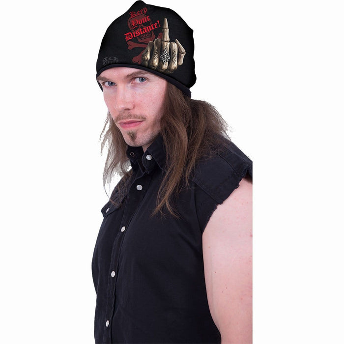 BONE FINGER - Light Cotton Beanies Black Spiral USA