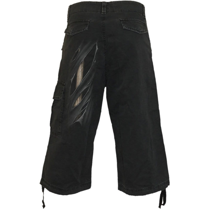 BONE RIPS - Vintage Cargo Shorts 3/4 Long Black Spiral USA