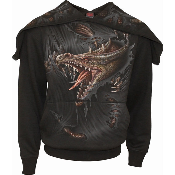BREAKING OUT - Split Zip Hoody Black Spiral USA