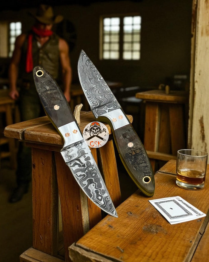 Buckaroo Cowboy Ranch Knife Set With Belt Sheath cskforged