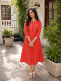 Burnt Orange shaded semi raw cotton Aline kurti MBS-1153 **Ready to dispatch**