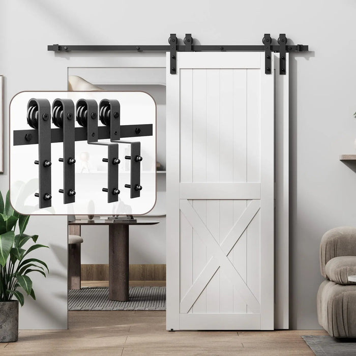 Bypass Sliding Barn Door Hardware Kit Basic J Pulley (No Door) HAUSVITA