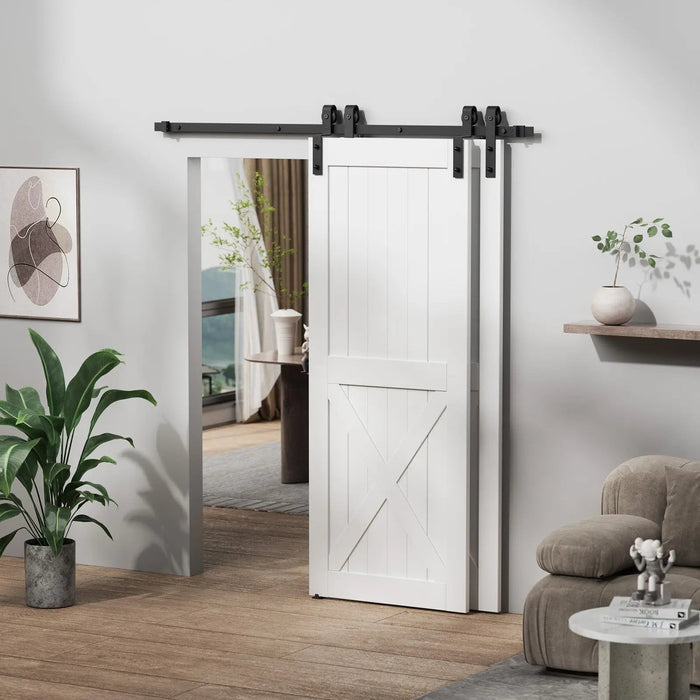 Bypass Sliding Barn Door Hardware Kit Basic J Pulley (No Door) HAUSVITA