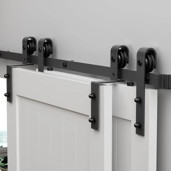 Bypass Sliding Barn Door Hardware Kit Basic J Pulley (No Door) HAUSVITA