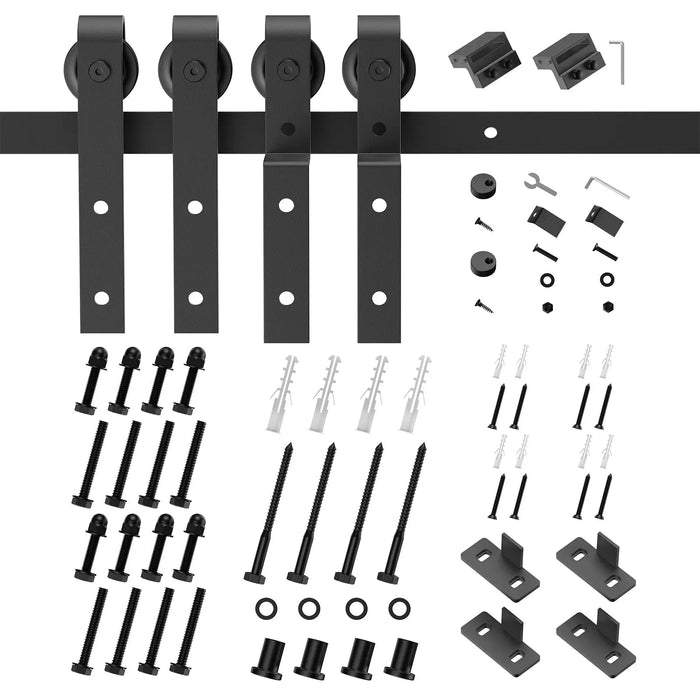 Bypass Sliding Barn Door Hardware Kit Basic J Pulley (No Door) HAUSVITA