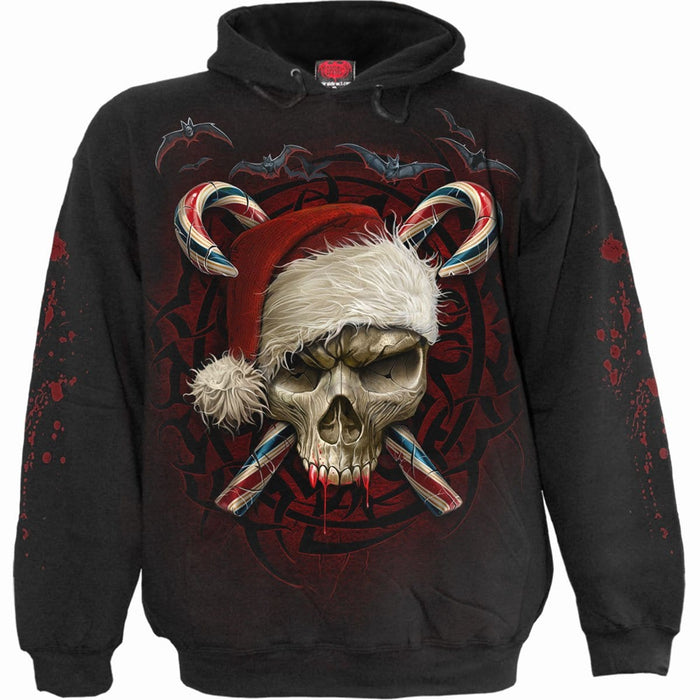 CANDY CANE SANTA - Hoody Black Spiral USA